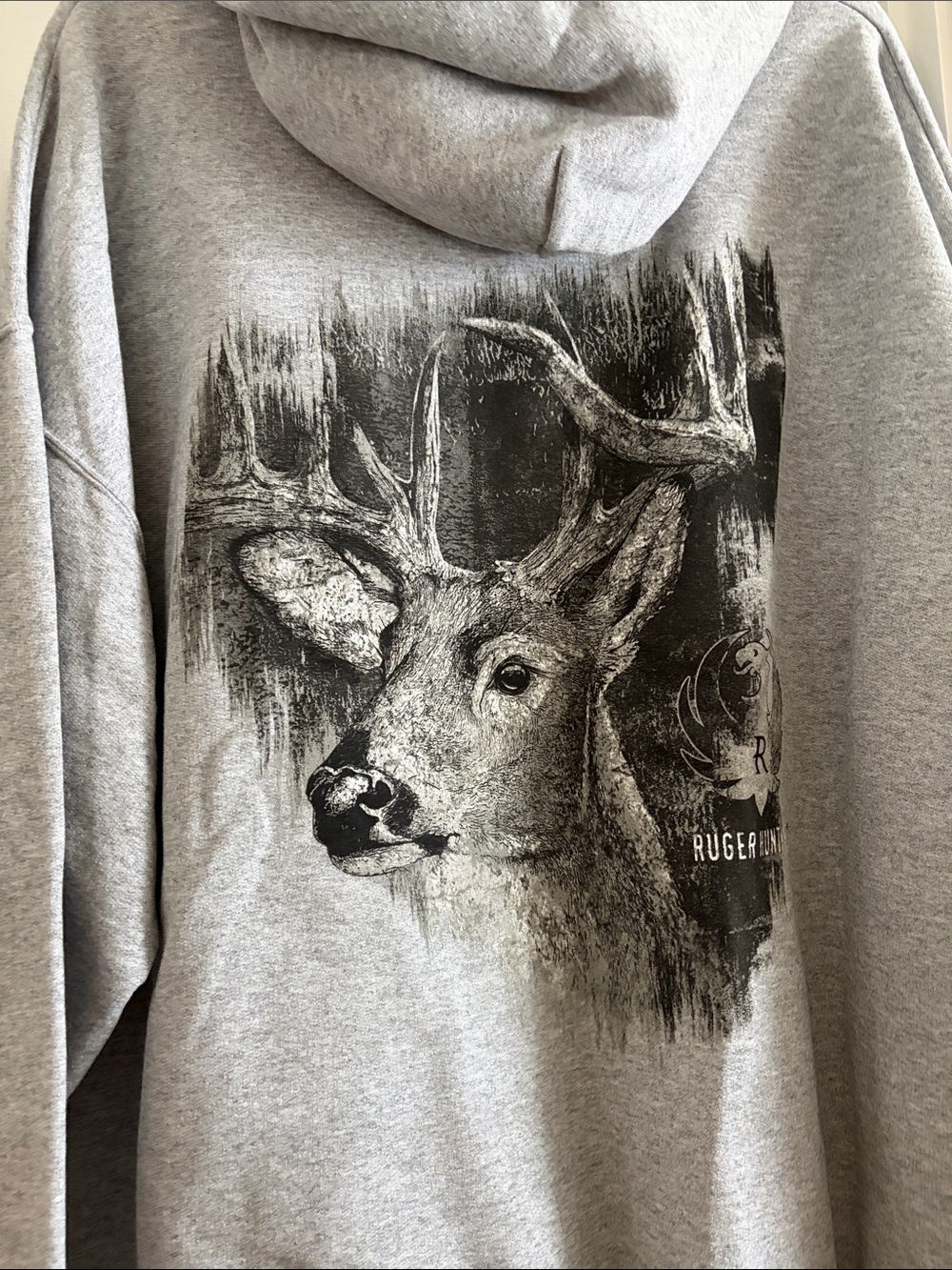 Jerzees Gray Hoodie with Black Ruger Logo - Picture 3 of 3